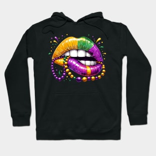 Mardi Gras Lips, Carnival Mardi Gras Outfit ,Fat Tuesday ,Flower de Luce,Mardi Gras Day, Mardi Gras Gift For Women Hoodie